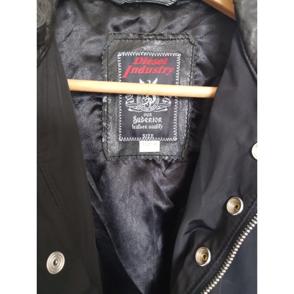 Vintage Diesel Moto Leather Jacket Unisex Medium Y2K Biker Black - Picture 2 of 11